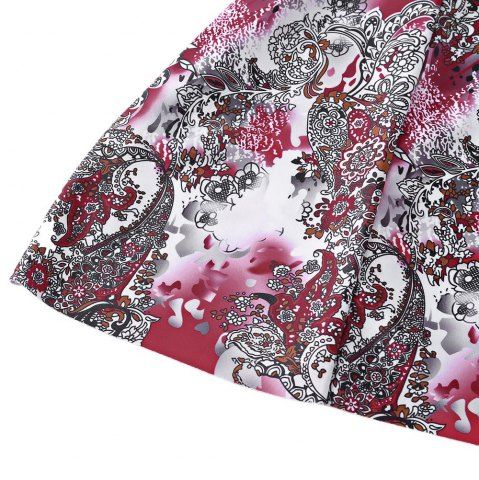 

Plus Size Padded Flower Print Tankini Set Women Swimsuit, Red