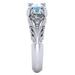 Sterling Silver Round Cut Aquamarine Floral Engagement Promise Ring -  