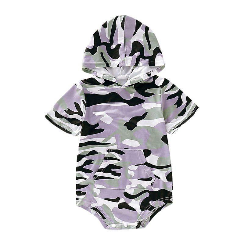 AD0008 Baby Boys Girls Infant Bodysuit Romper Jumpsuit Short Sleeve Hood