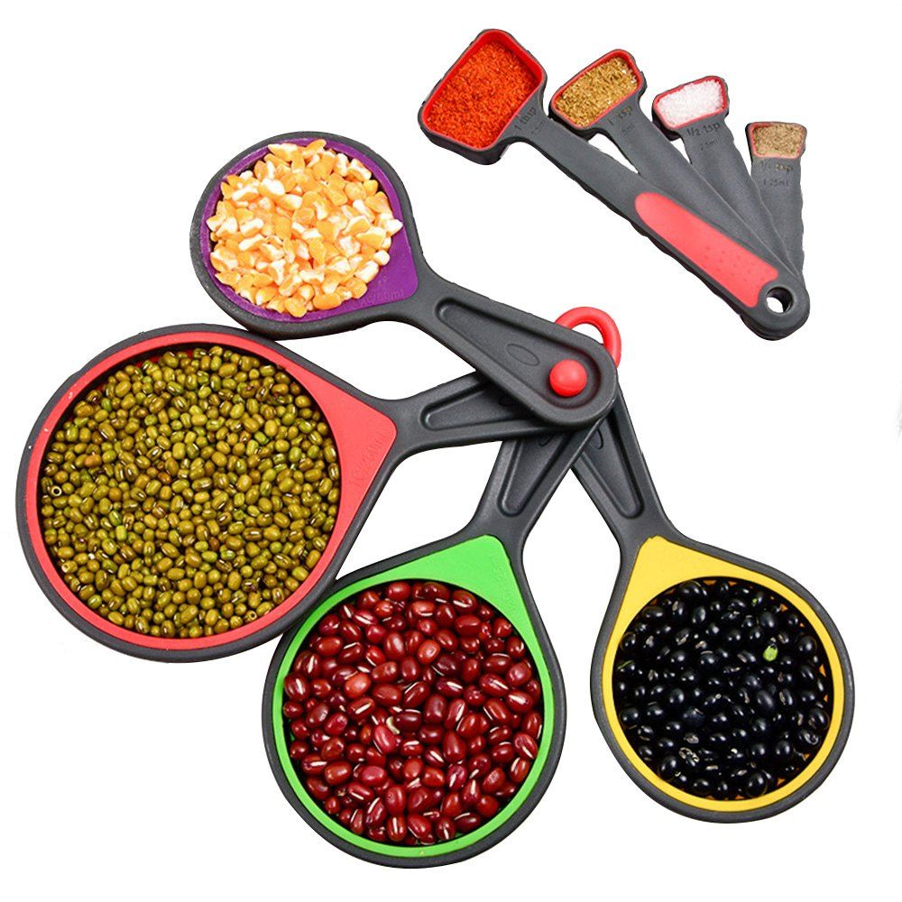 

8pcs Foldable Silicone Measuring Spoons for Measurement Dried Food / Seasoning / Liquid, Multi-a
