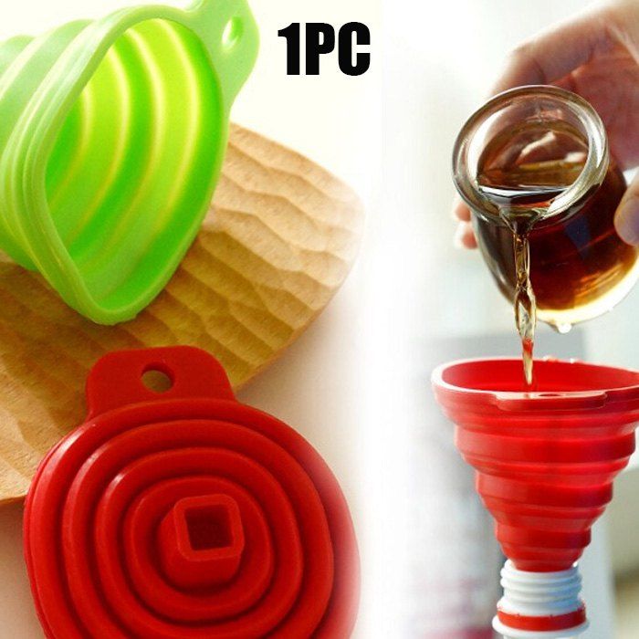 

Mini Stretch Silicone Funnel Leak Pop-up Hopper Infundibulum, Green;green;red;rose