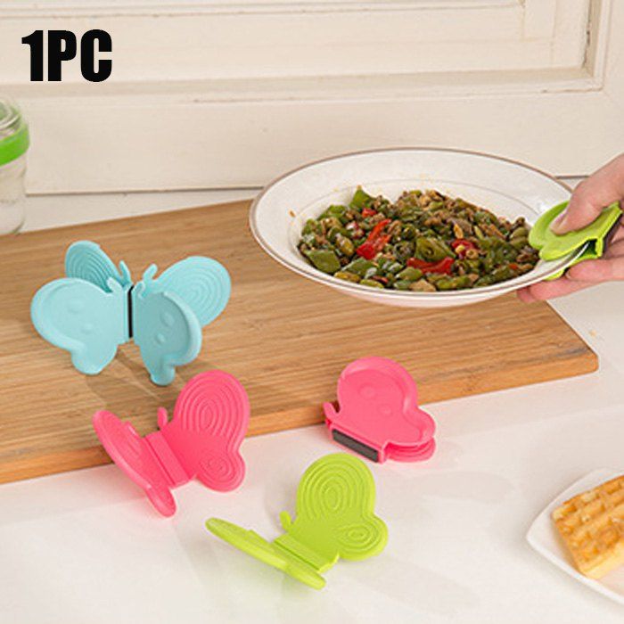 

Butterfly Shaped Silicone Magnets Cooking Plate Pot Clip Holders Heat Resistant Surface Protectors, Colormix