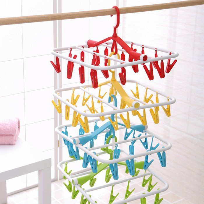 

Folding Rectangle Shape PP Hanger with 20 Racks, Colormix