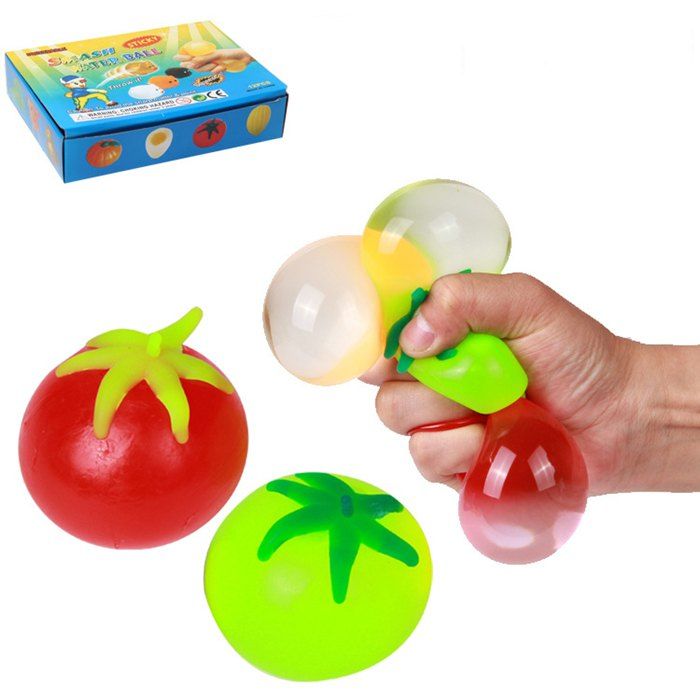 

1pc Novelty Elastic Squeeze Tomato Stress Release Vent Relax Toy for Kid, Colormix