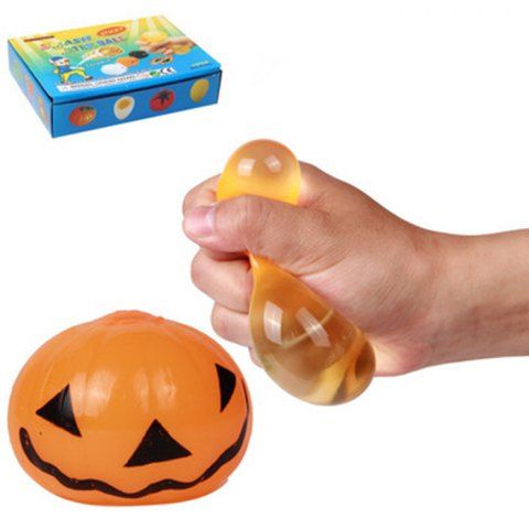  Novelty Elastic Squeeze Halloween Pumpkin Stress Release Vent Relax Toy for Kid 