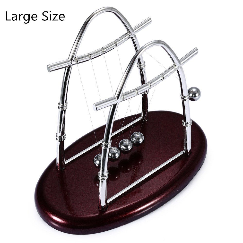 

Metal Balance Ball Ellipse Pendulum Toy for Desktop Office, Silver and red