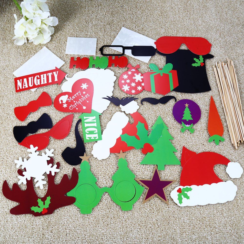 

28PCS Cute Christmas Card Photo Props, Colormix