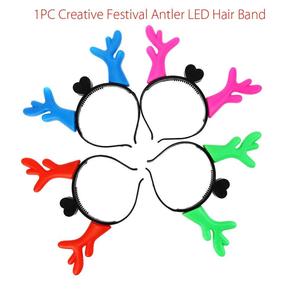 

1PC Creative Christmas Antler LED Light Hair Band, Colormix