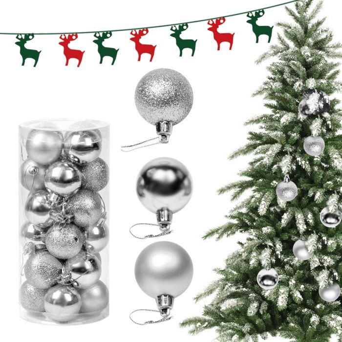 

24PCS Christmas Tree Decorative Balls Home Decoration, Silver