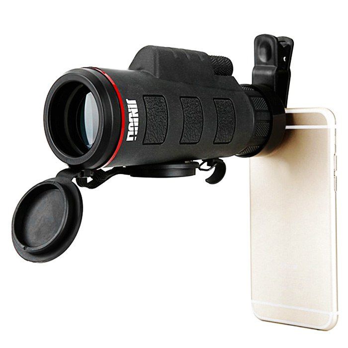 

JINJULI 35 x 50 Portable Porro BAK - 4 Prism HD Monocular Telescope with Mobile Phone Clip, Black