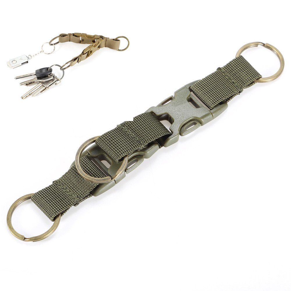 

High-density Nylon Tactical Keychain with 3 Key Rings for MOLLE System, Army green