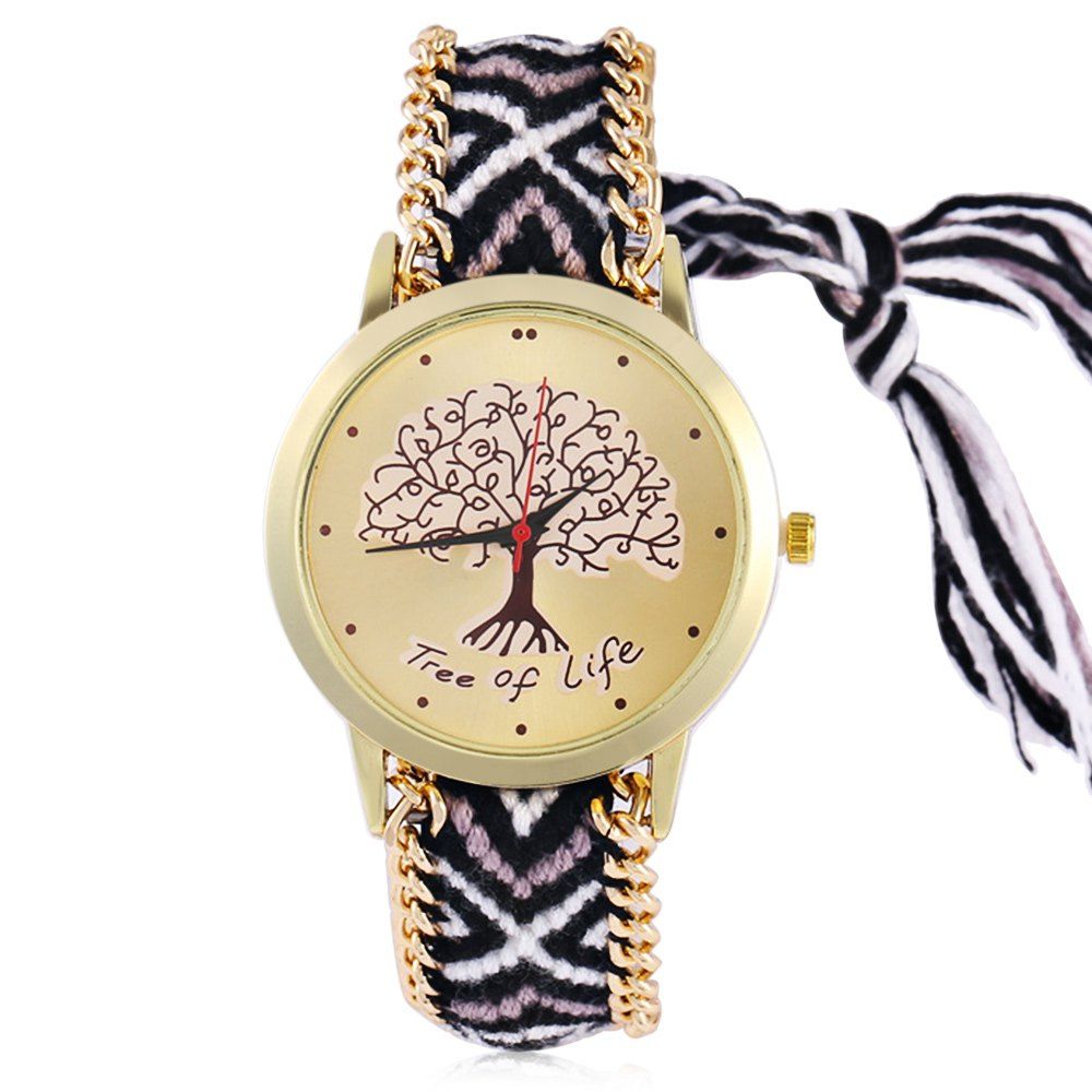 

Bohemian Life Tree Braid Bracelet Watch, Black