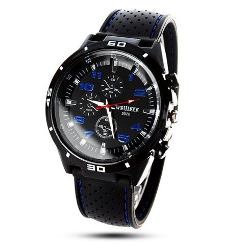 Firstgrabber Weijieer 5020 Male Quartz Watch Round Dial Rubber Strap Non-functioning Sub-dials