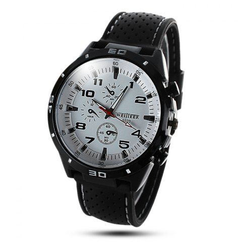 Firstgrabber Weijieer 5020 Male Quartz Watch Round Dial Rubber Strap Non-functioning Sub-dials