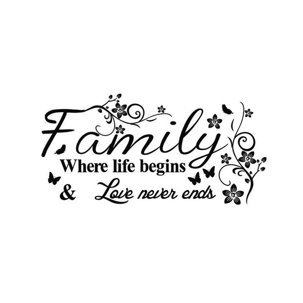 Black Family English Word Style Wall Sticker Home Appliances Decor Wall ...