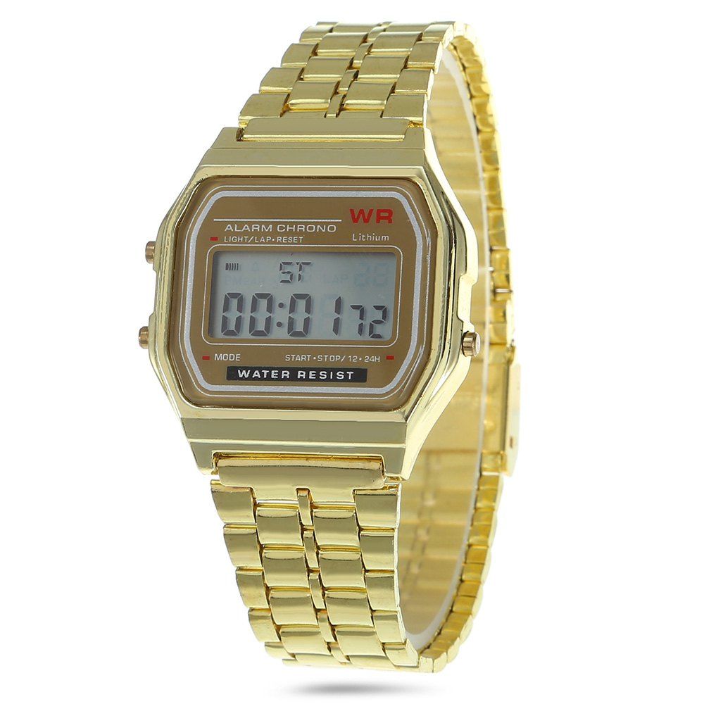 

Multifunctional Digital Men Watch with Stainless Steel Strap, Golden;gold;silver