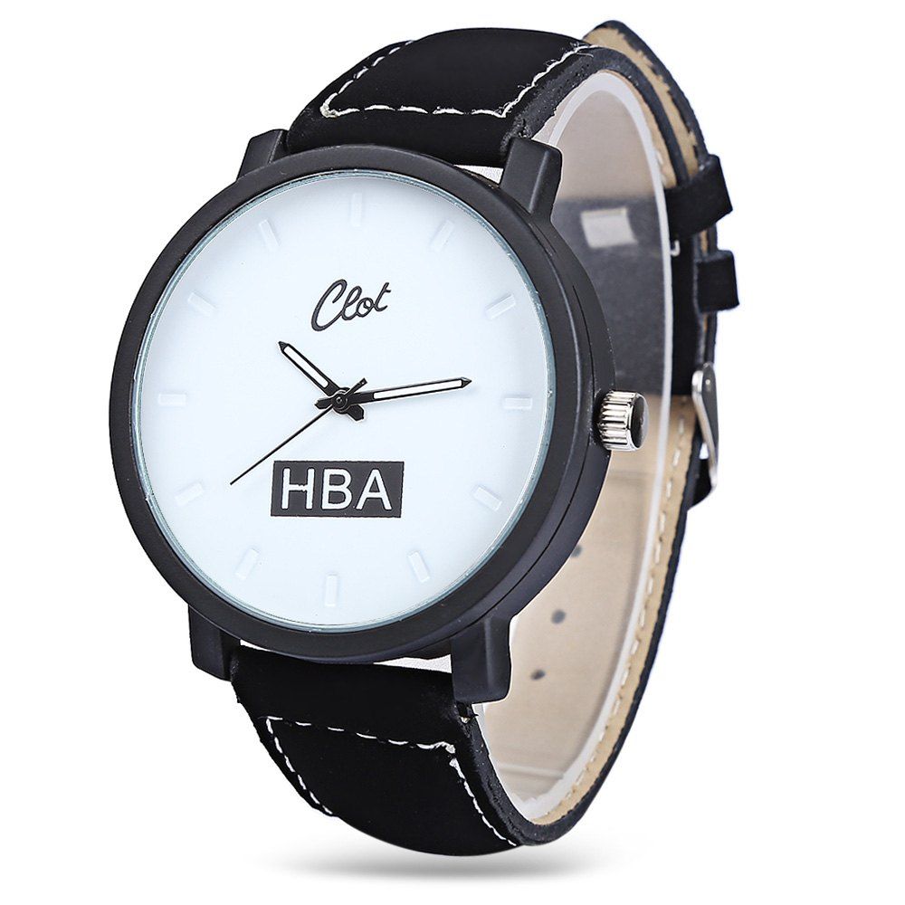 Male Wristwatch with Clear White Marble Dial.