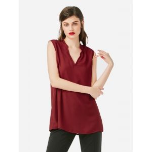 

V-neck Sleeveless Tank Top, Wine red