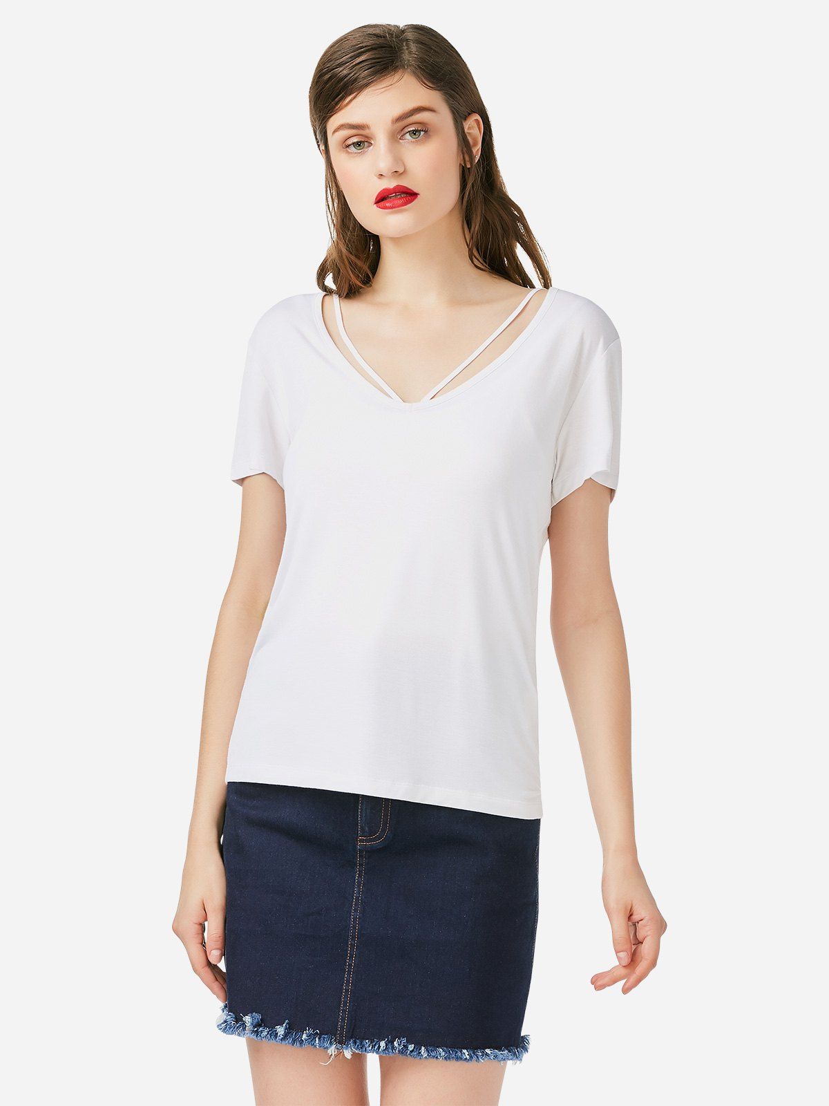 Best ZAN.STYLE Strappy Front T-shirt  