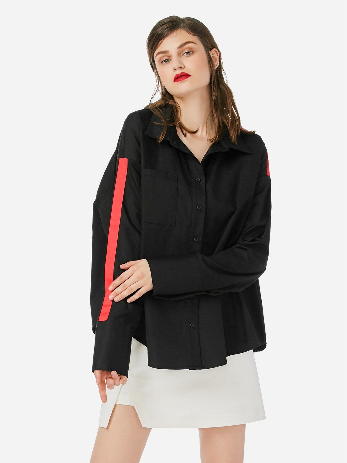 

ZAN.STYLE Collar Top Blouse, Black