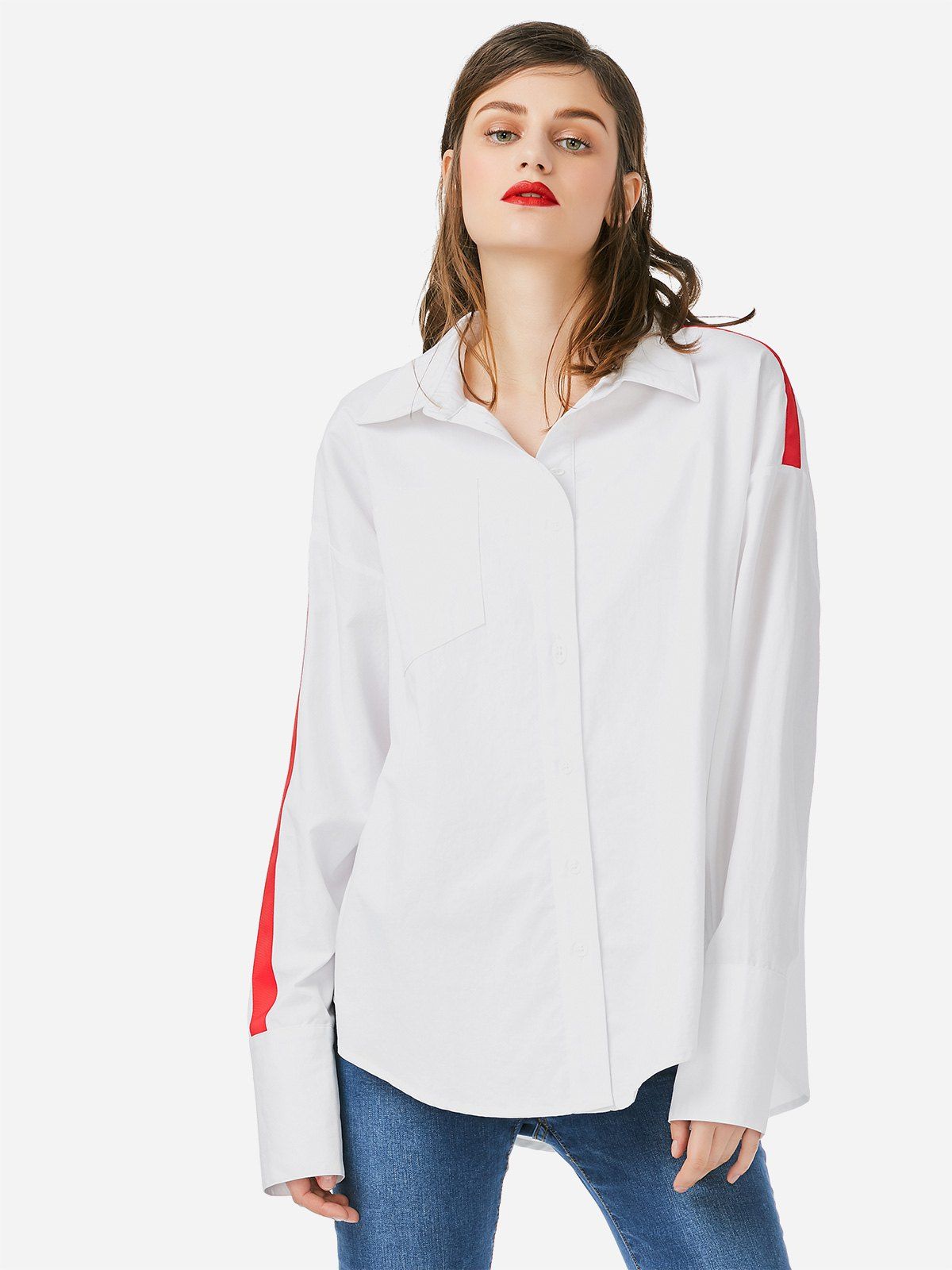 

ZAN.STYLE Collar Top Blouse, White