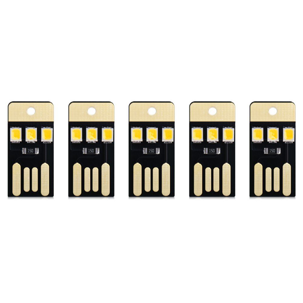 

5PCS 0.2W 3 x SMD 2835 22Lm USB LED Light Portable Camping Lamp, Warm white light