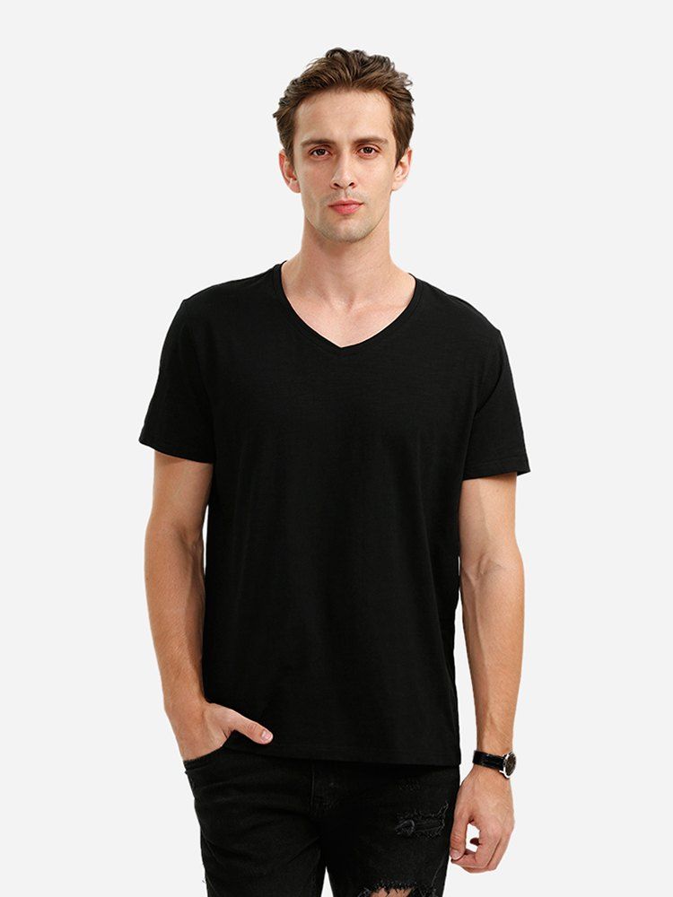 

ZAN.STYLE V Neck Tee, Black