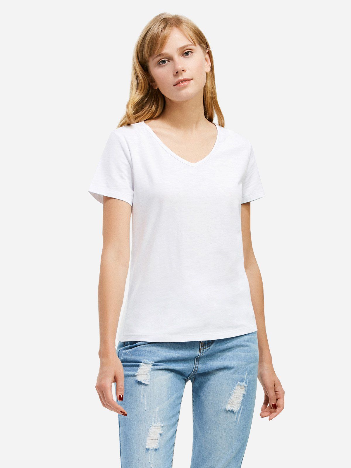 

ZAN.STYLE V-neck T-shirt, White