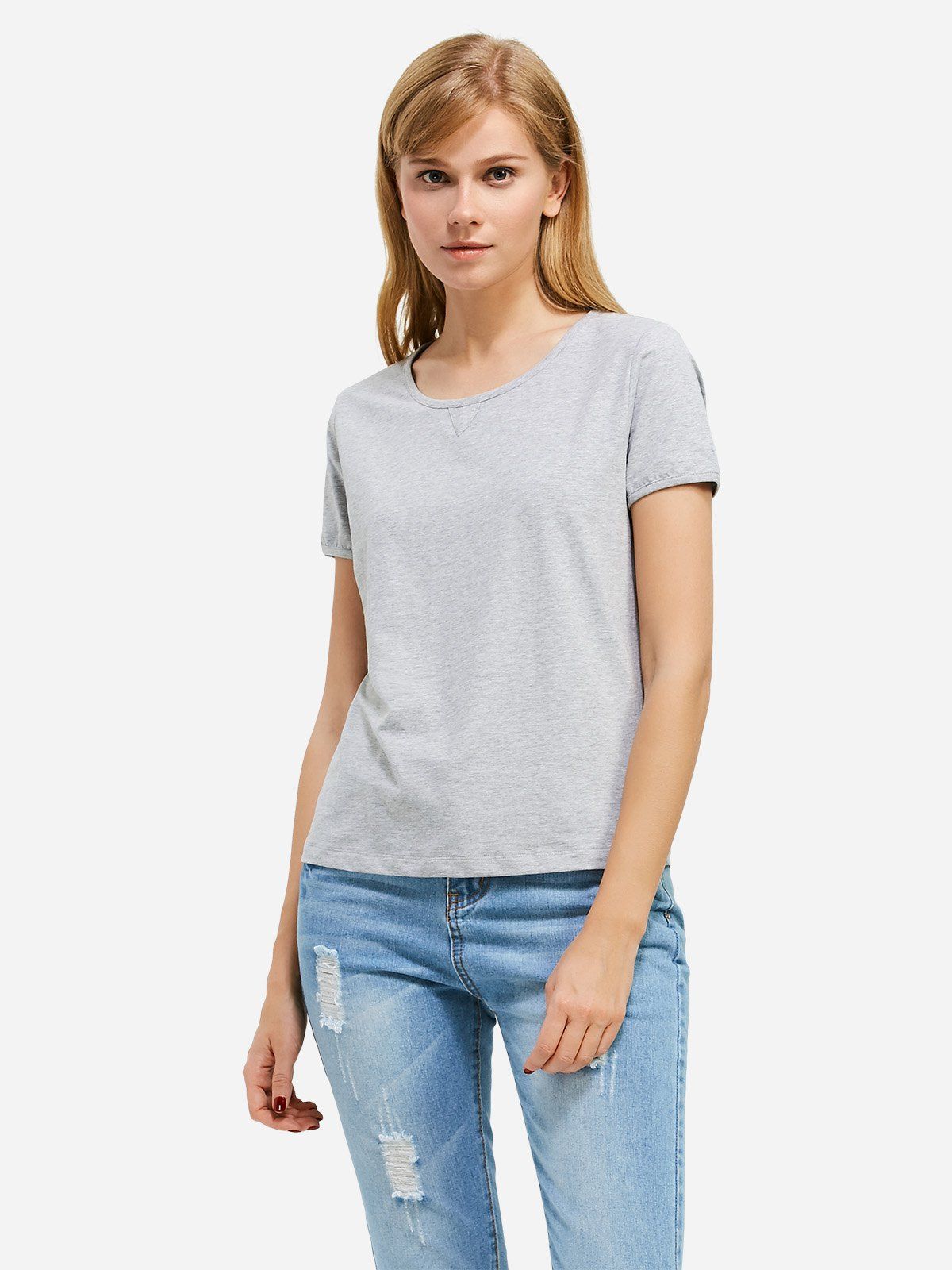 

ZAN.STYLE Crew Neck T-shirt, Gray