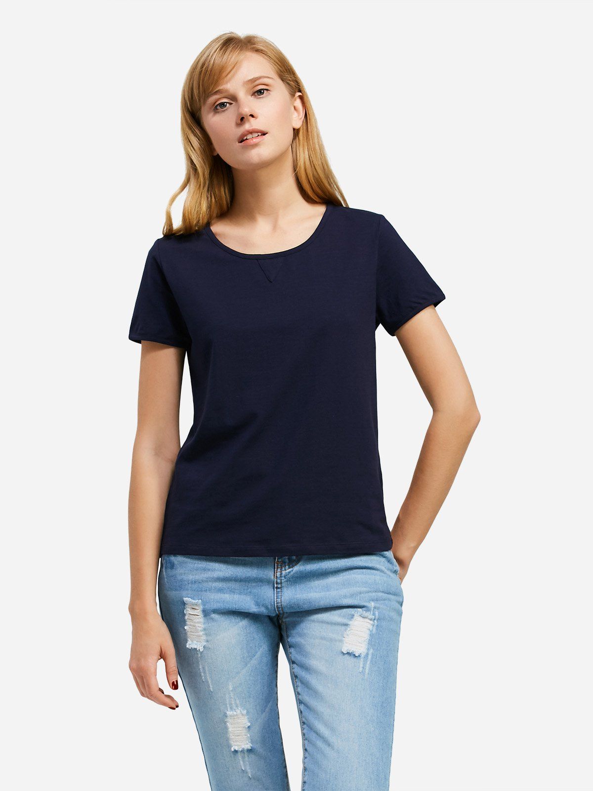 

ZAN.STYLE Crew Neck T-shirt, Deep blue