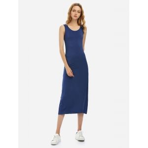 

ZAN.STYLE Crew Neck Sleeveless Dress, Navy blue