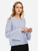 ZAN.STYLE Long Bell Sleeve Striped Blouse Shirt -  