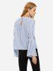 ZAN.STYLE Long Bell Sleeve Striped Blouse Shirt -  