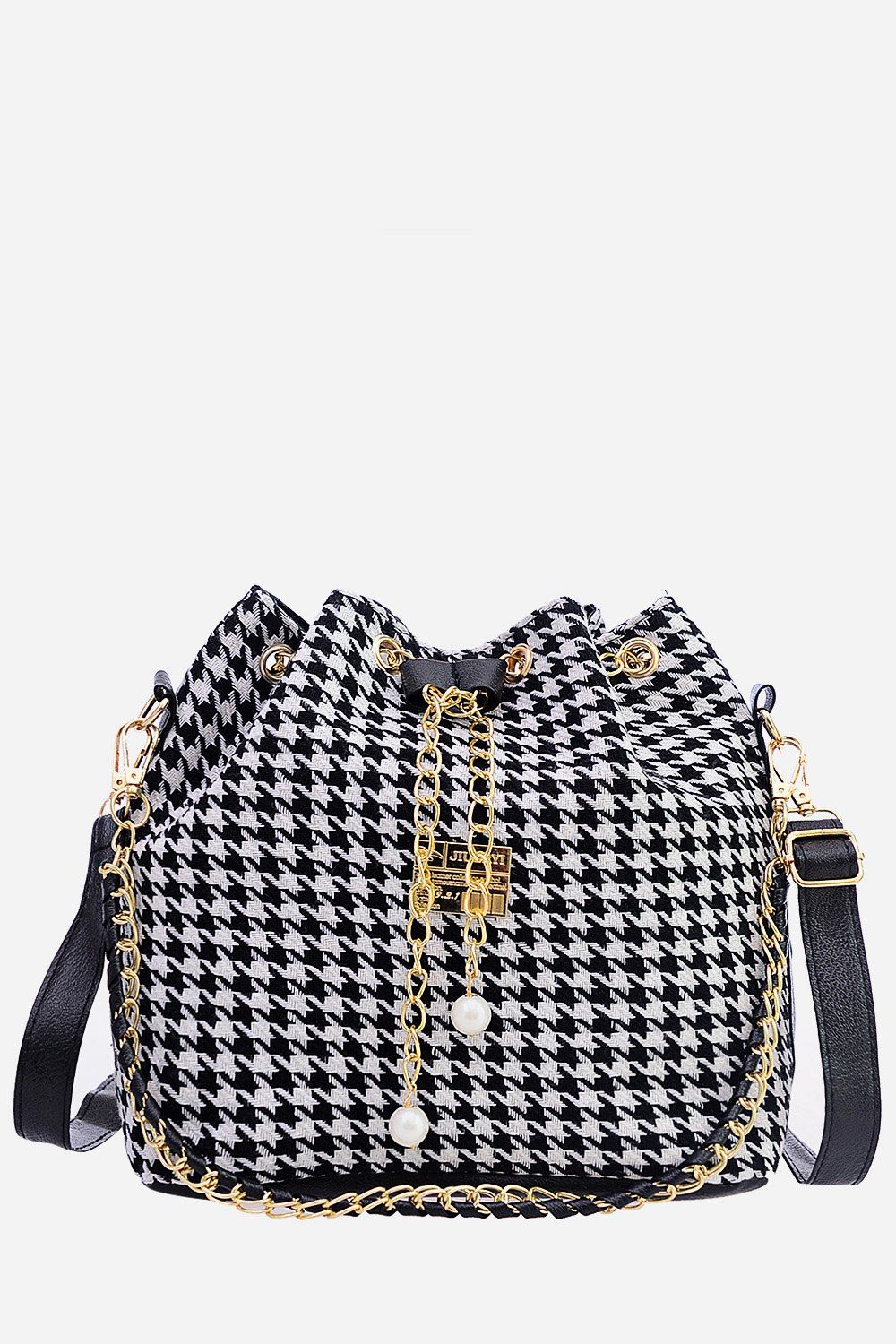 

Small Cloth Bucket Shoulder Bag Handbag, Checked
