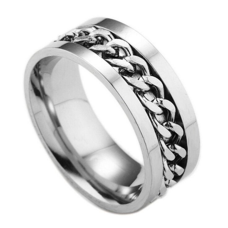 

Titanium Steel Finger Ring, Silver