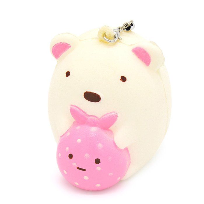

7cm Cute Cartoon Bear PU Foam Squishy Toy Mobile Phone Decor Funny Stress Reliever, Colormix