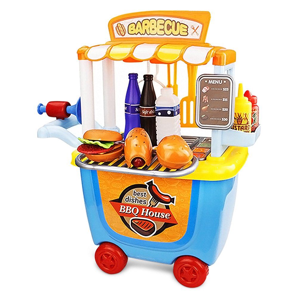[50 OFF] 33pcs ABS Barbecue Cart Tool Pretend Play Toy With Realistic