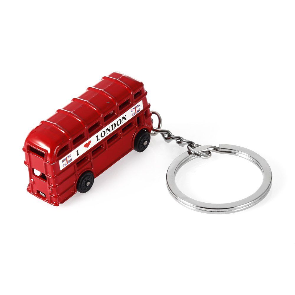 

3D Zinc Alloy London Double-decker Bus Key Ring, Red