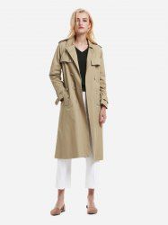 ZAN.STYLE Longline Silhouette Double Breasted Belted Trench Coat -  