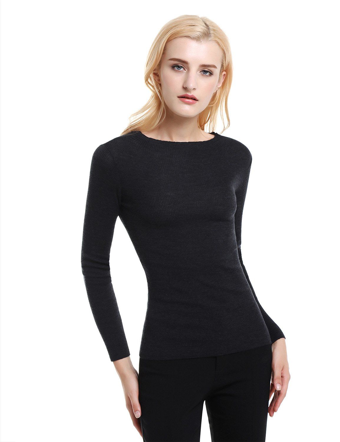 

ZAN.STYLE Slim Fit Merino Wool Sweater, Black