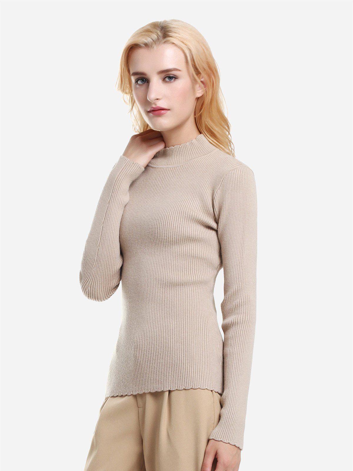 

Mock Neck Slim Fit Sweater, Apricot