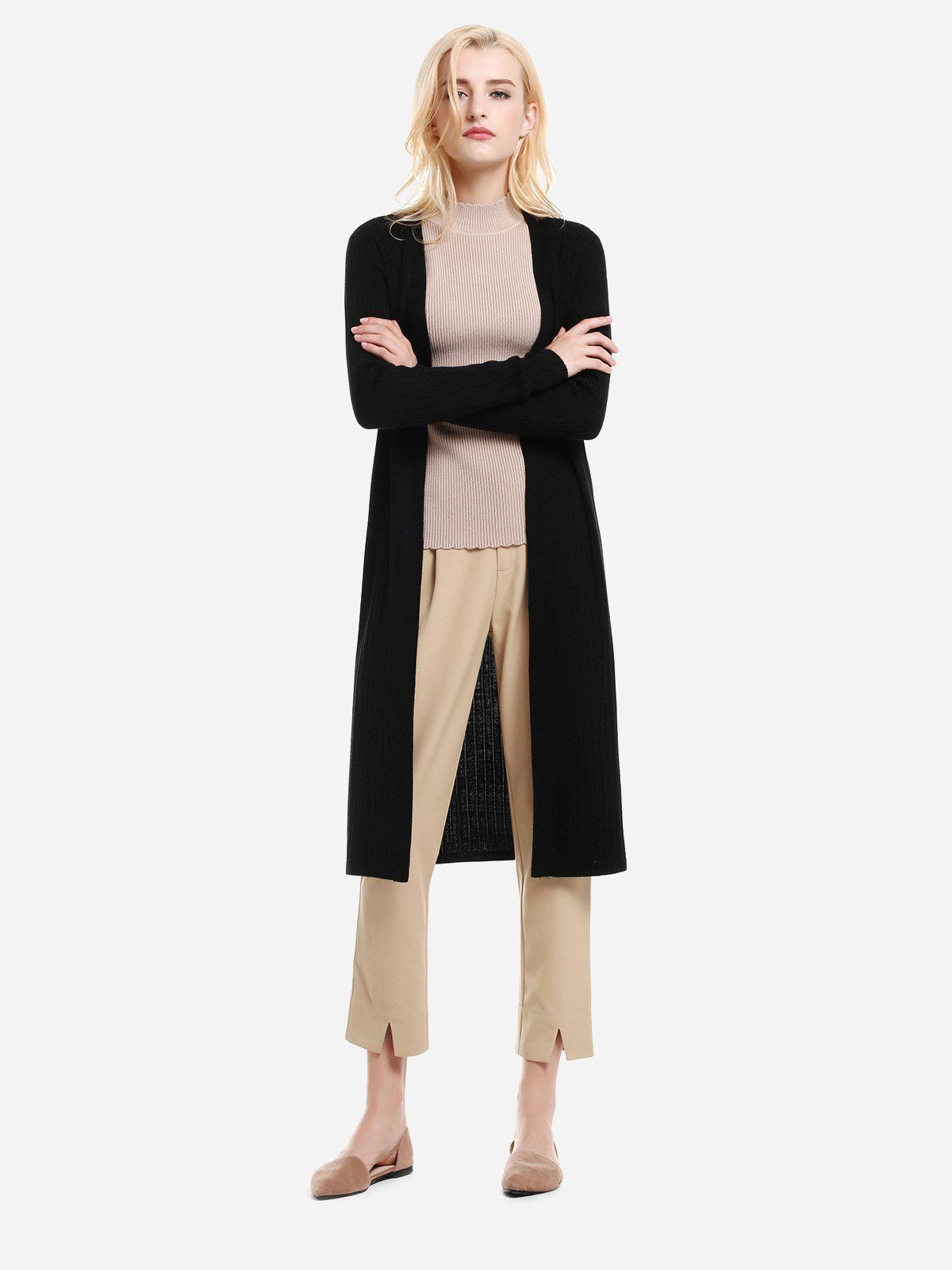 

ZAN.STYLE Slim Fit Long Sleeve Cardigan, Black