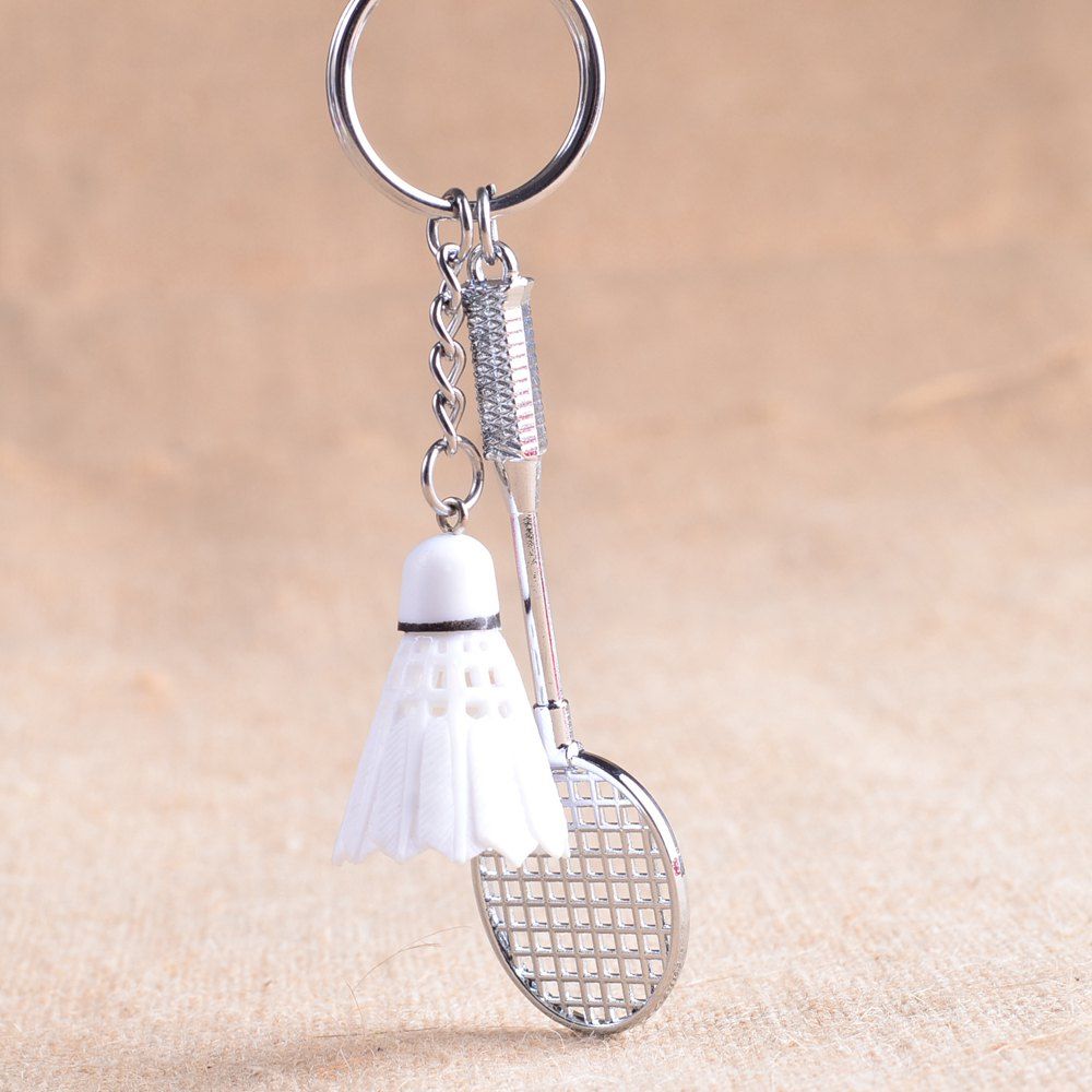 

Creative Badminton Style Key Ring, White