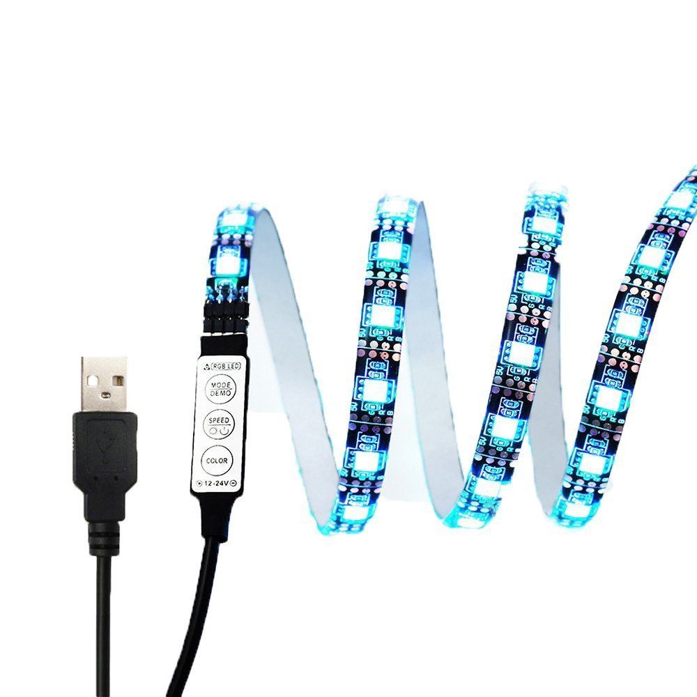 

SUPli LED Strip PCB SMD 5050 USB 60 LEDs Cable TV Background 1m, Rgb