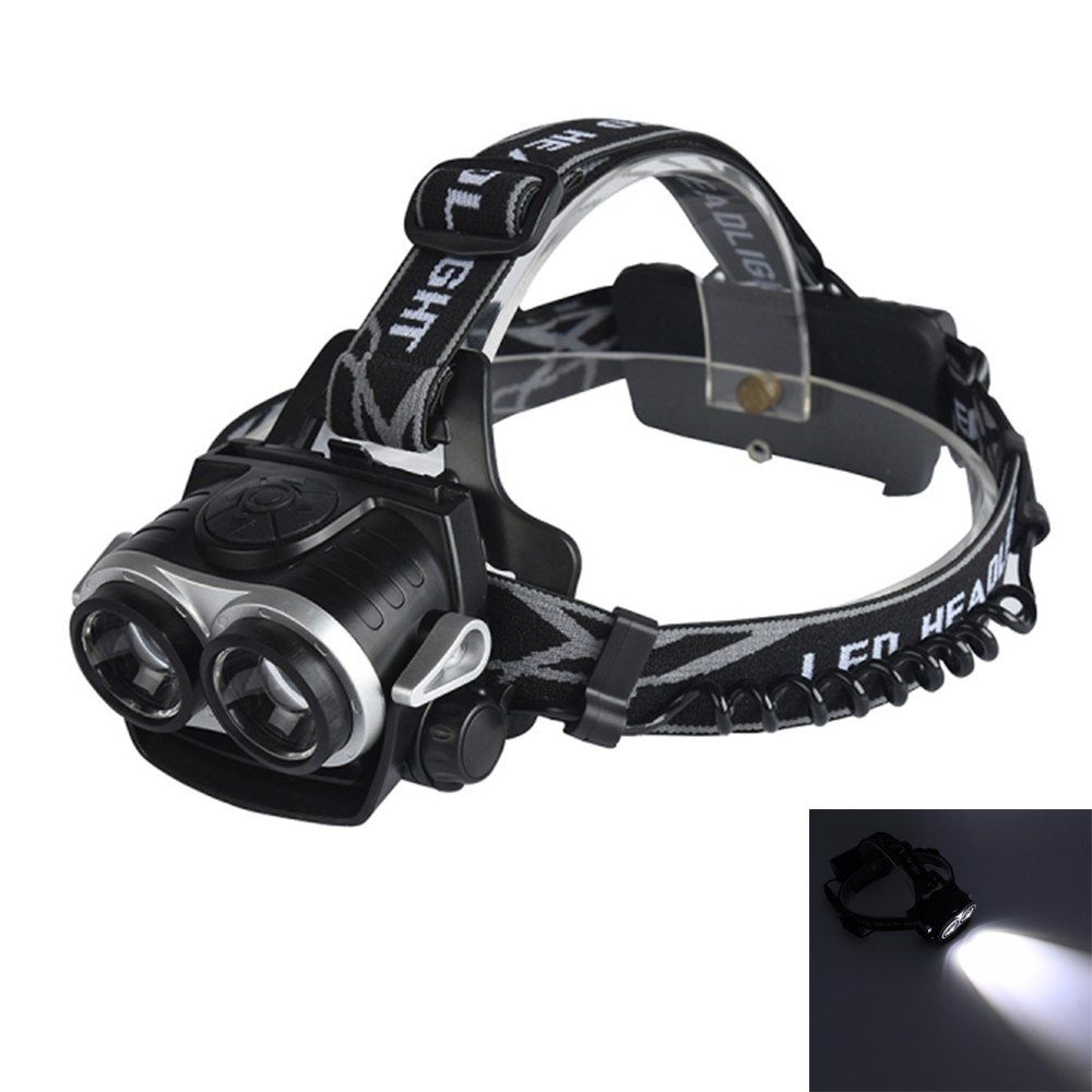 

YWXLight CREE T6 LED 1800LM 6000 - 6500K Telescopic Focusing Highlight Headlight, Black and grey;black
