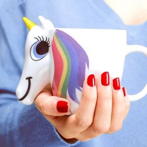 COZZINE Magic Unicorn Pattern Ceramic Heat Sensitive Mug Rainbow Color Changing Coffee Cup -  