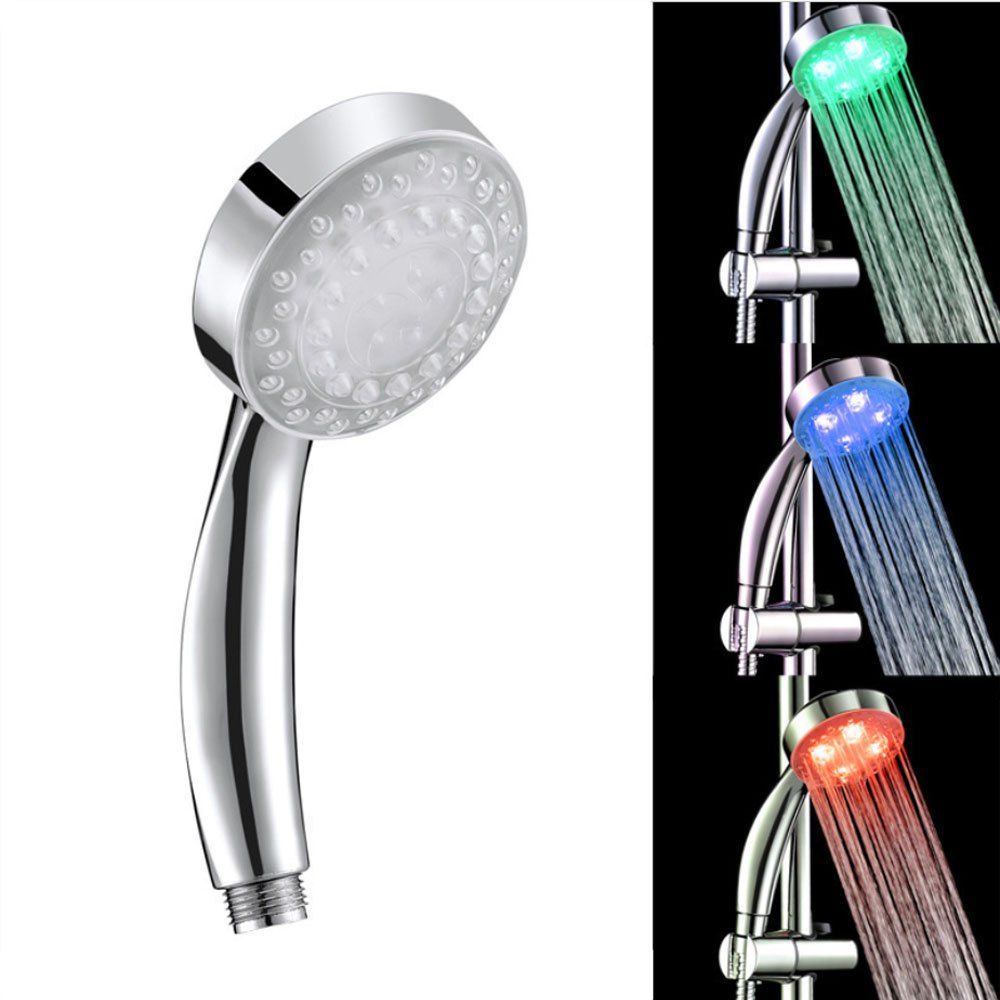 

Sea Pioneer Time Control Color Changing LED Shower Head with 3 LED Lights Suitable for Home Bathroom Hotel, Silver white
