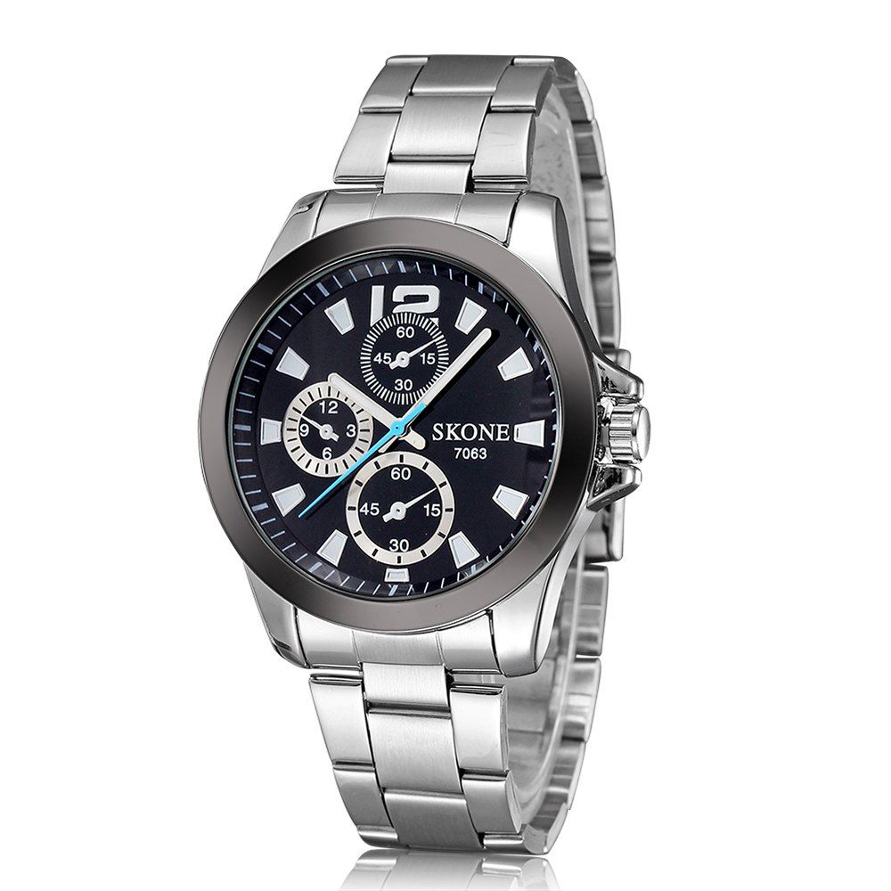 

Skone 7063G 5013 Leisure Steel Band Men Watch, Black