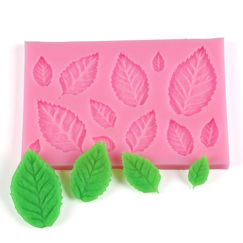 

Kitchen Baking Utensil Leave Pattern Dessert Cake Mold, Pink