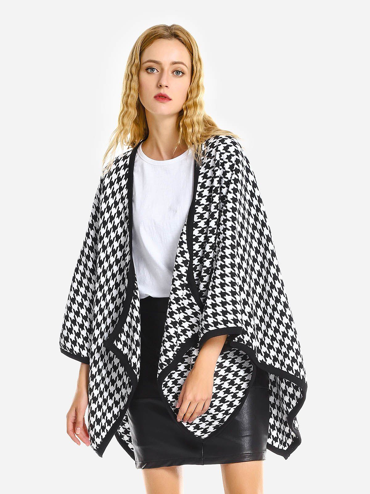 

ZAN.STYLE Cape Coat, Black white